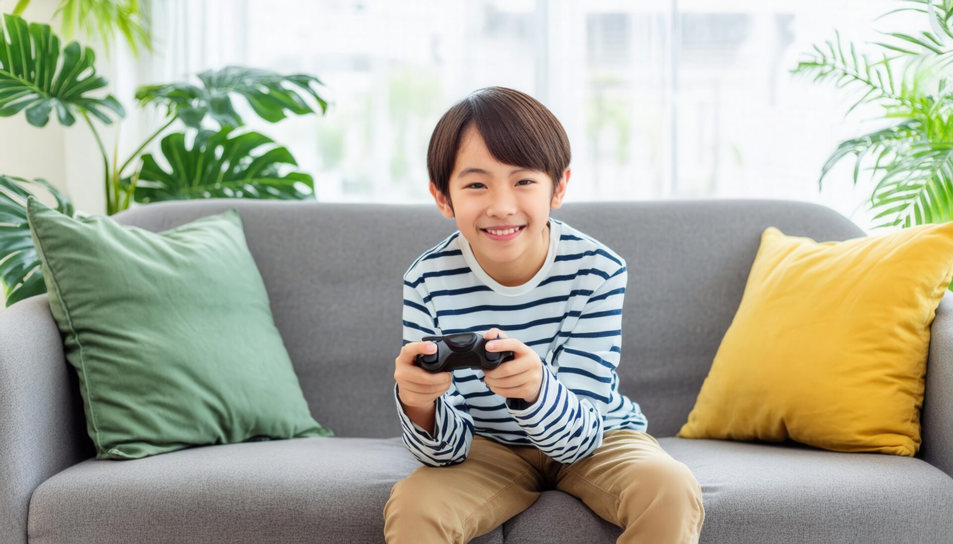 ゲームで遊ぶ少年 (3)