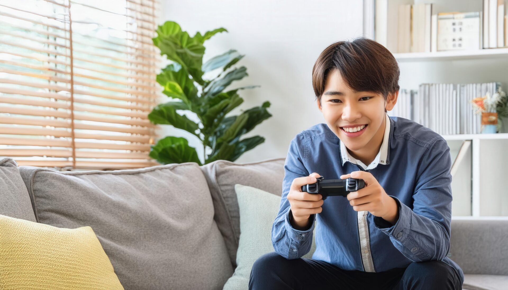 ゲームを楽しむ若者