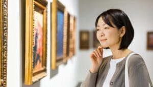 美術館でアートを鑑賞する女性
