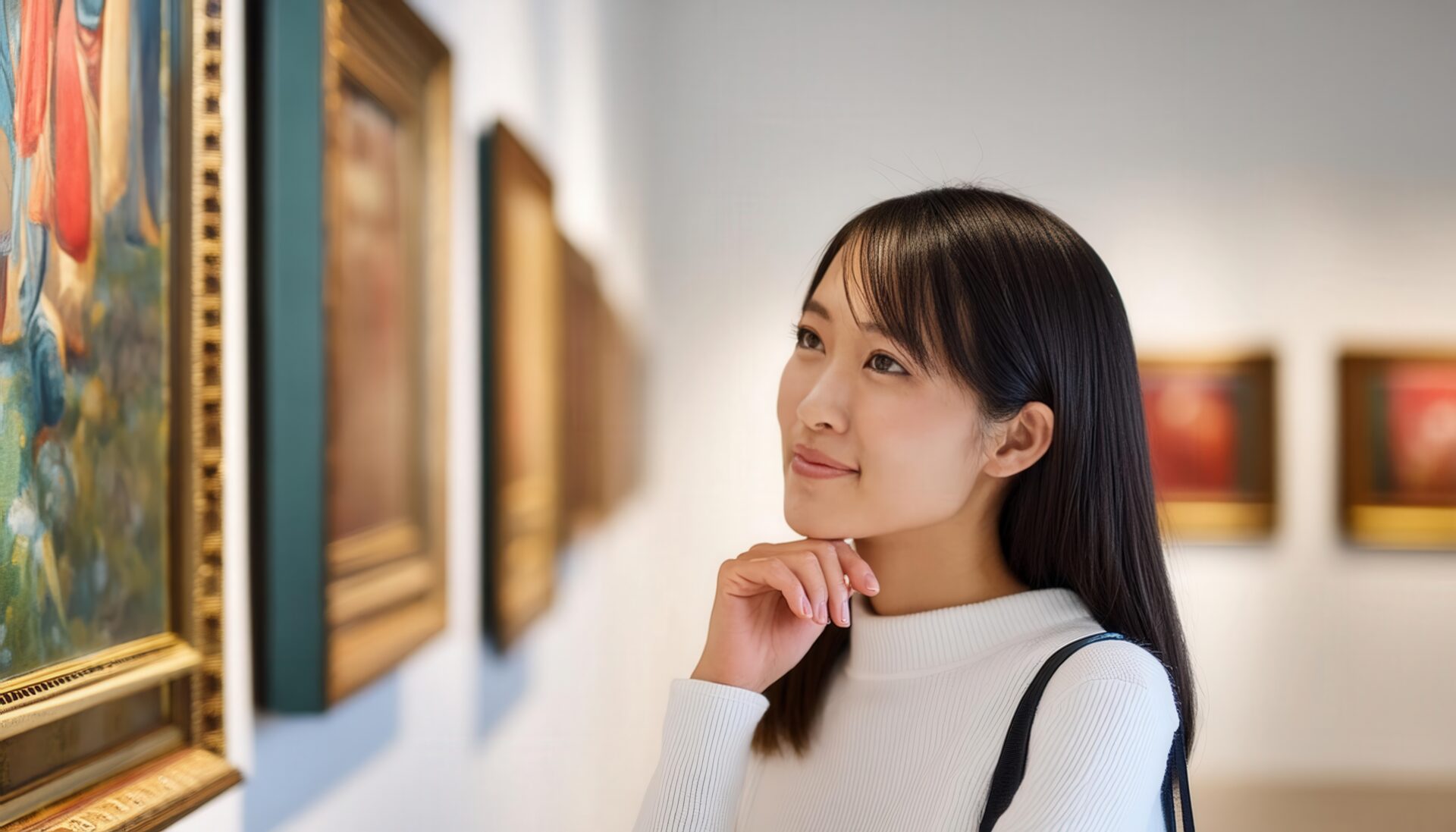 美術館で絵画を見る人1