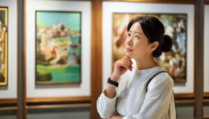 美術館で絵画を見る人3