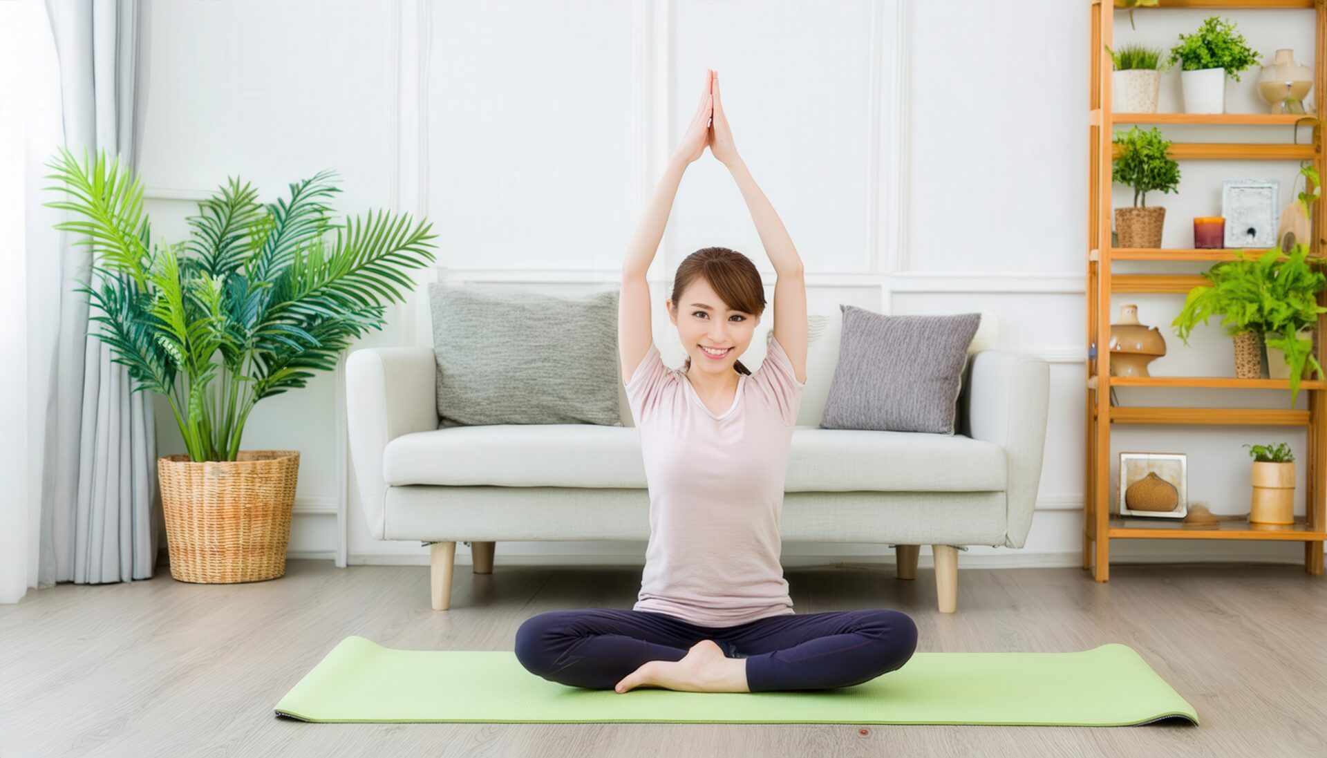 自宅でのヨガポーズ
