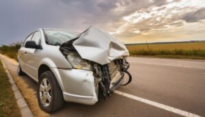 事故車と壊れた前面