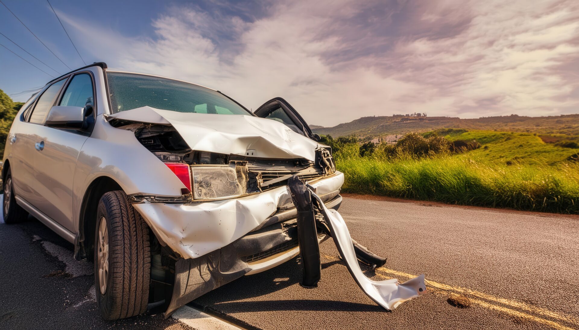 山道での事故車