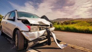 山道での事故車