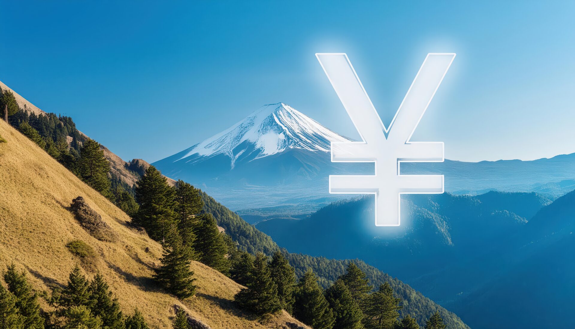 富士山と円マークで表す日本のイメージ