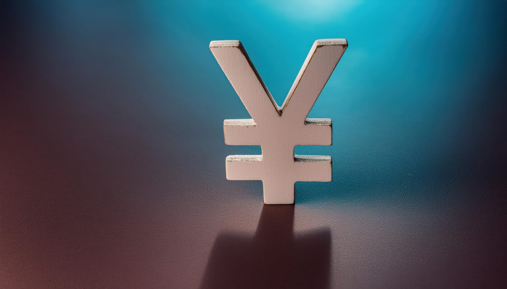 テーブルに置かれた円マークのオブジェ