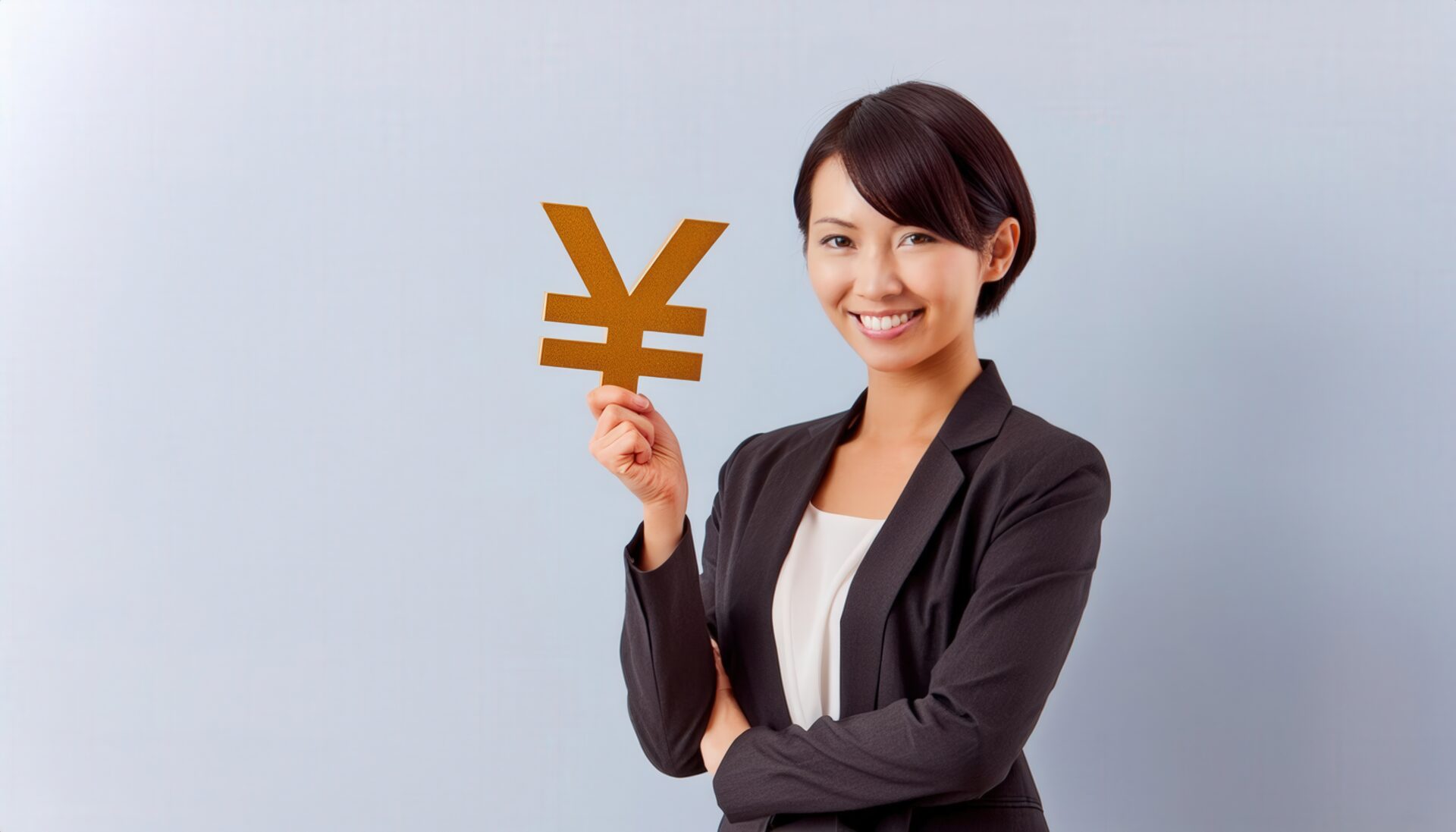 円マークを手に持つビジネスパーソン