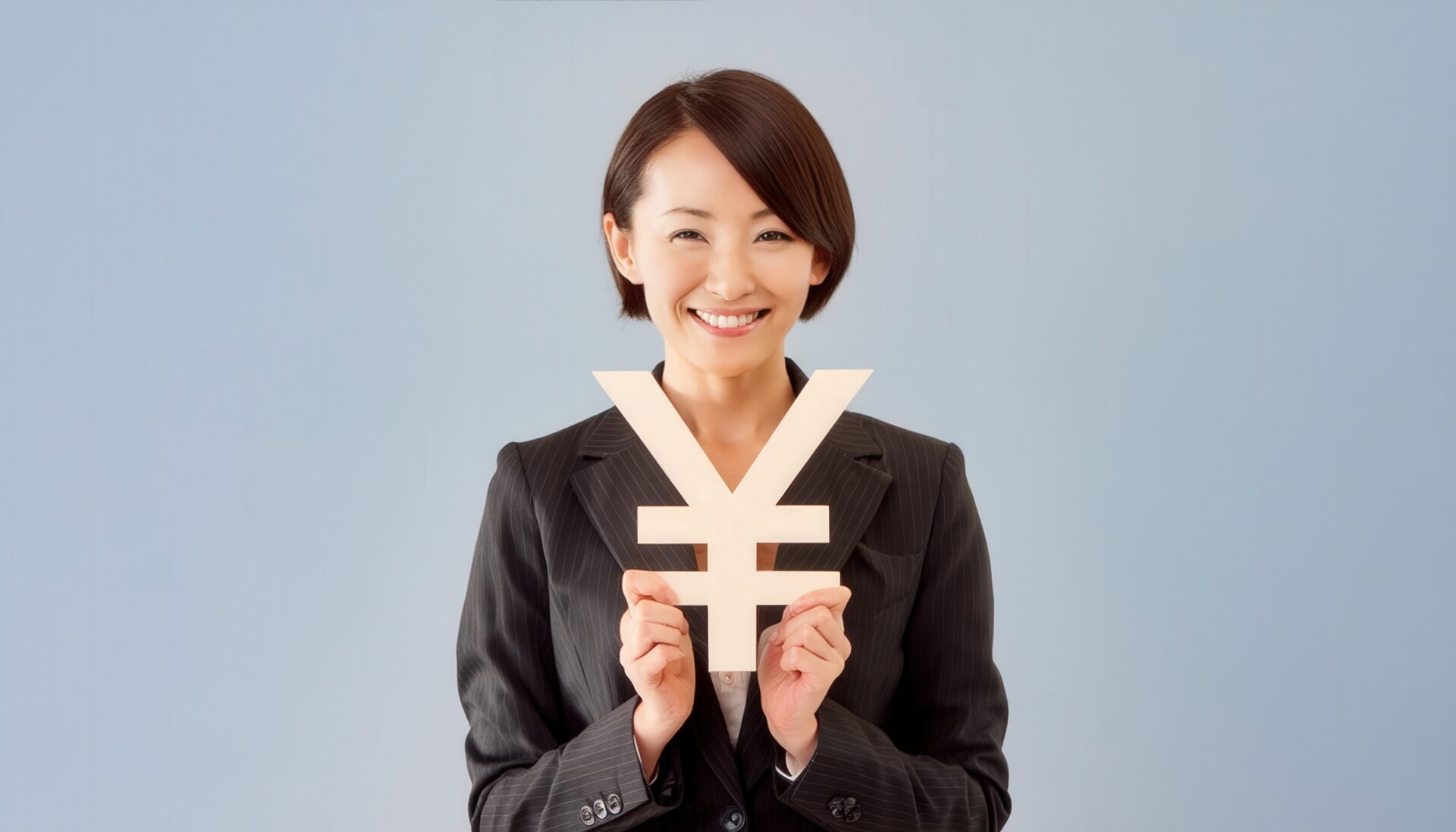 円マークを手にしたビジネスパーソン