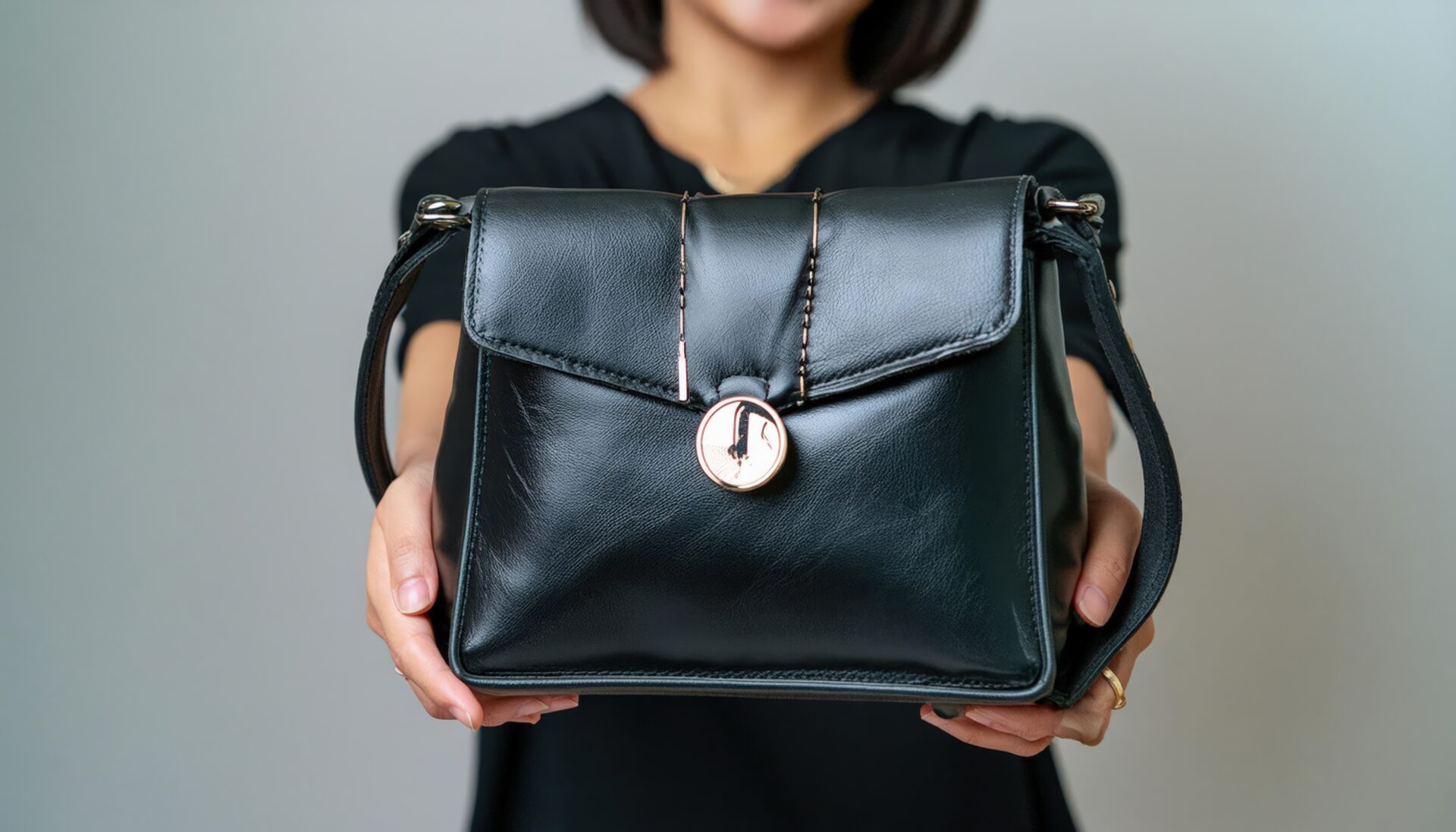 ブラックバッグを持つ女性02