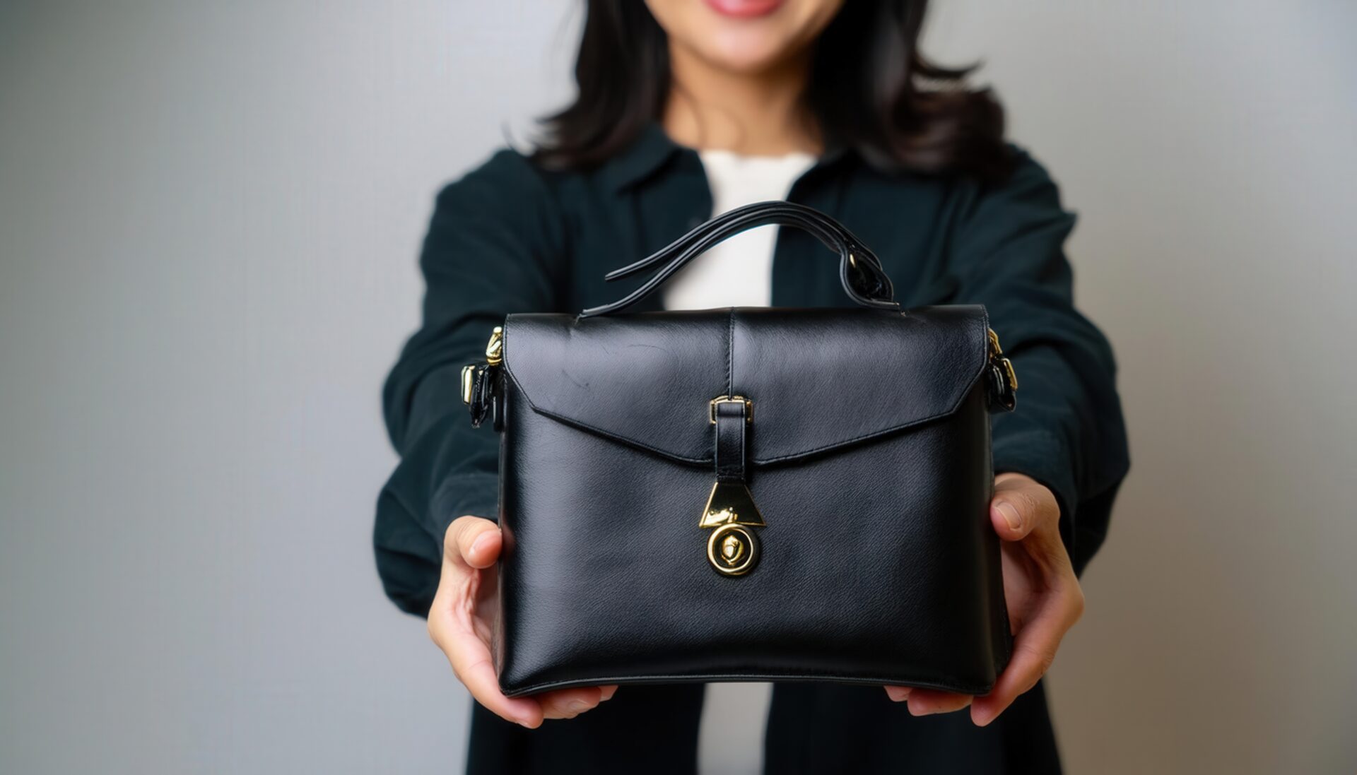 ブラックバッグを持つ女性04