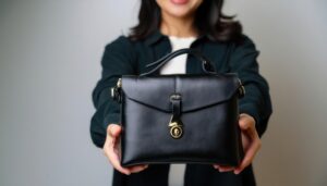 ブラックバッグを持つ女性04