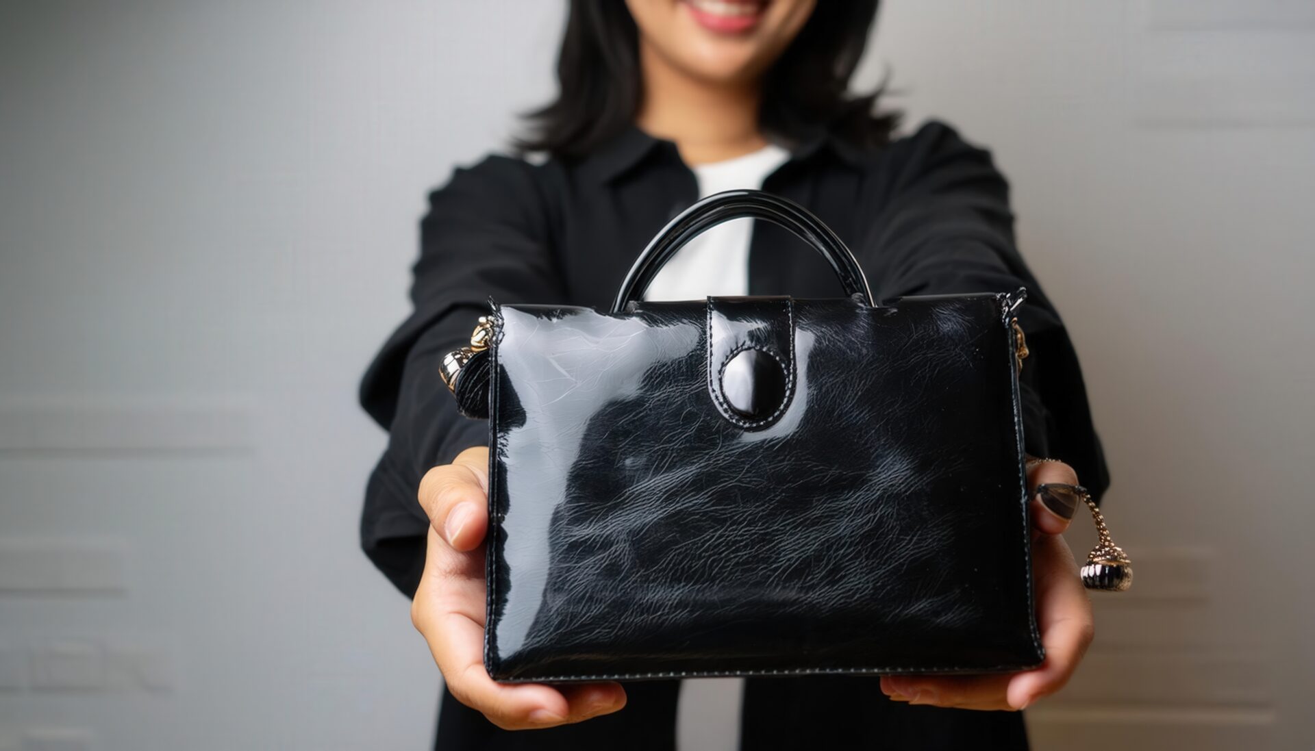 ブラックバッグを持つ女性06