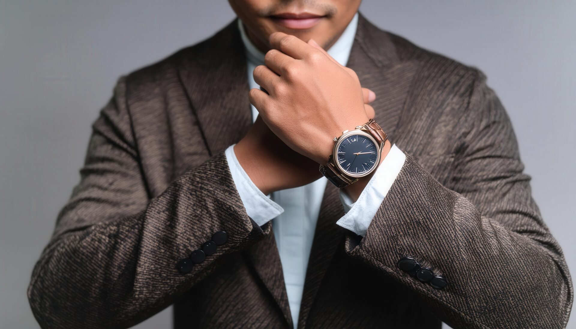 高級腕時計を身に着けた男性