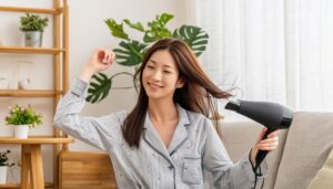 ヘアドライヤーを使う女性6