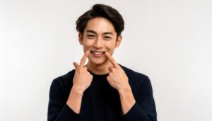 歯の健康を示す日本人男性