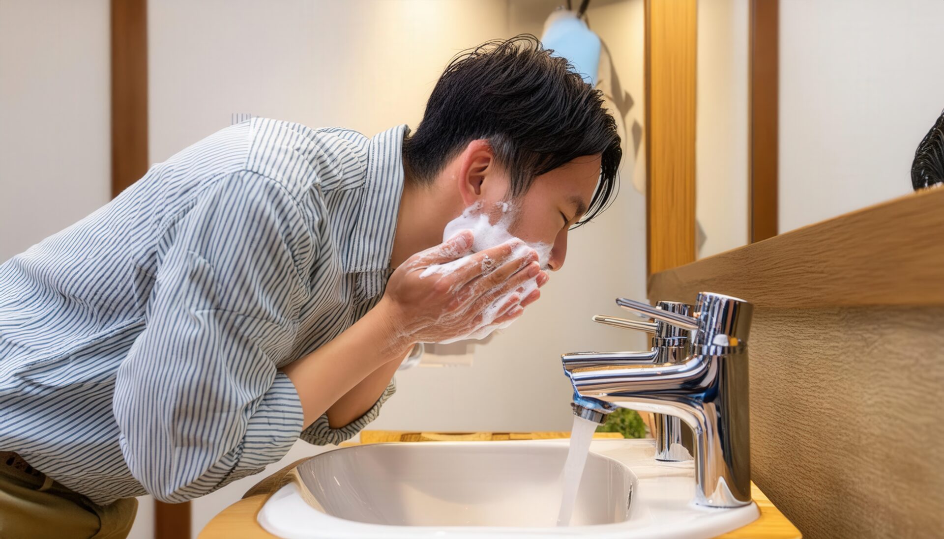 洗顔する男性3