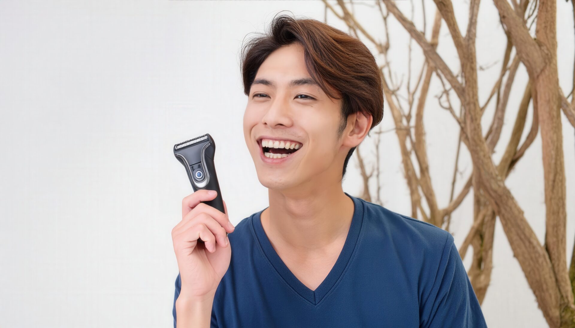 シェーバーを持つ男性3