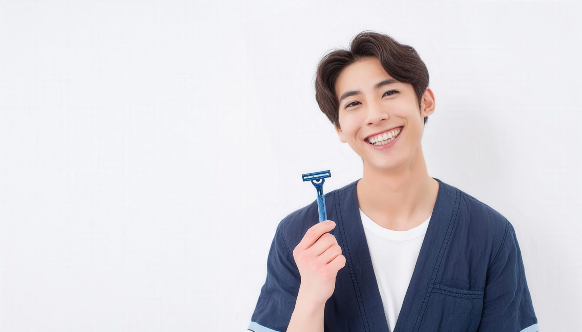 シェーバーを持つ男性4