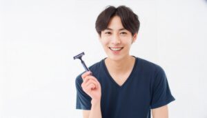 シェーバーを持つ男性1