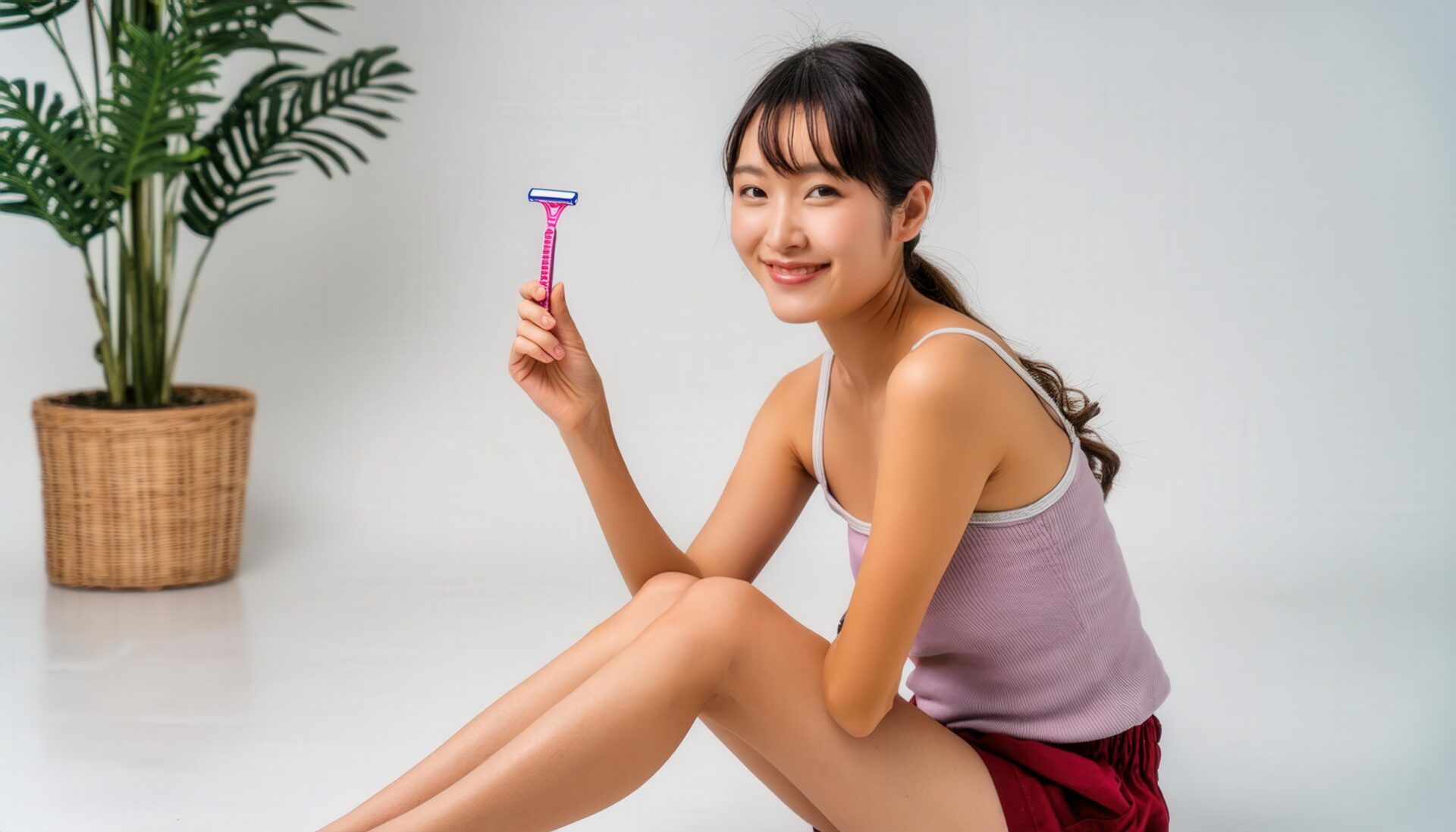 シェーバーを持つ女性3