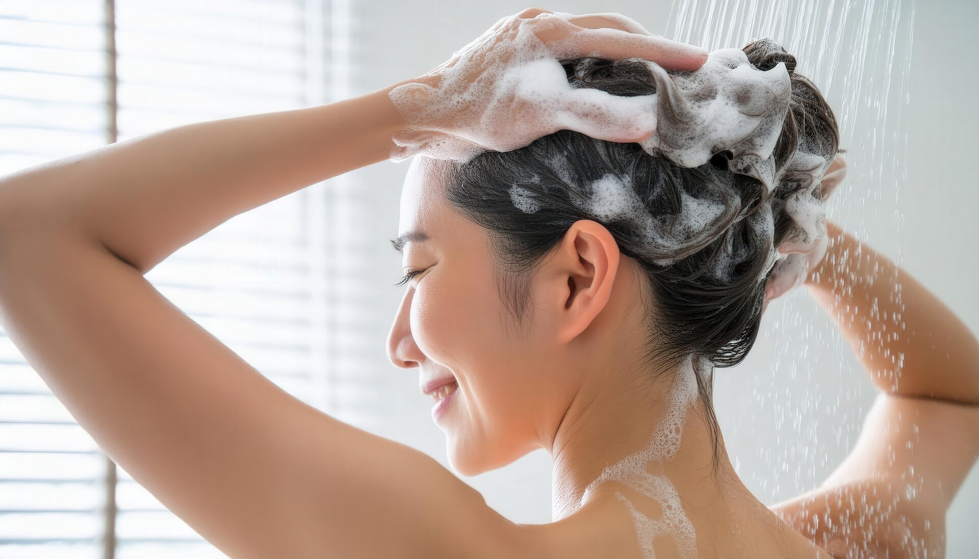 シャワー中の横顔