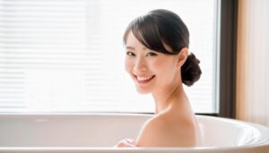 バスタブでリラックスする女性
