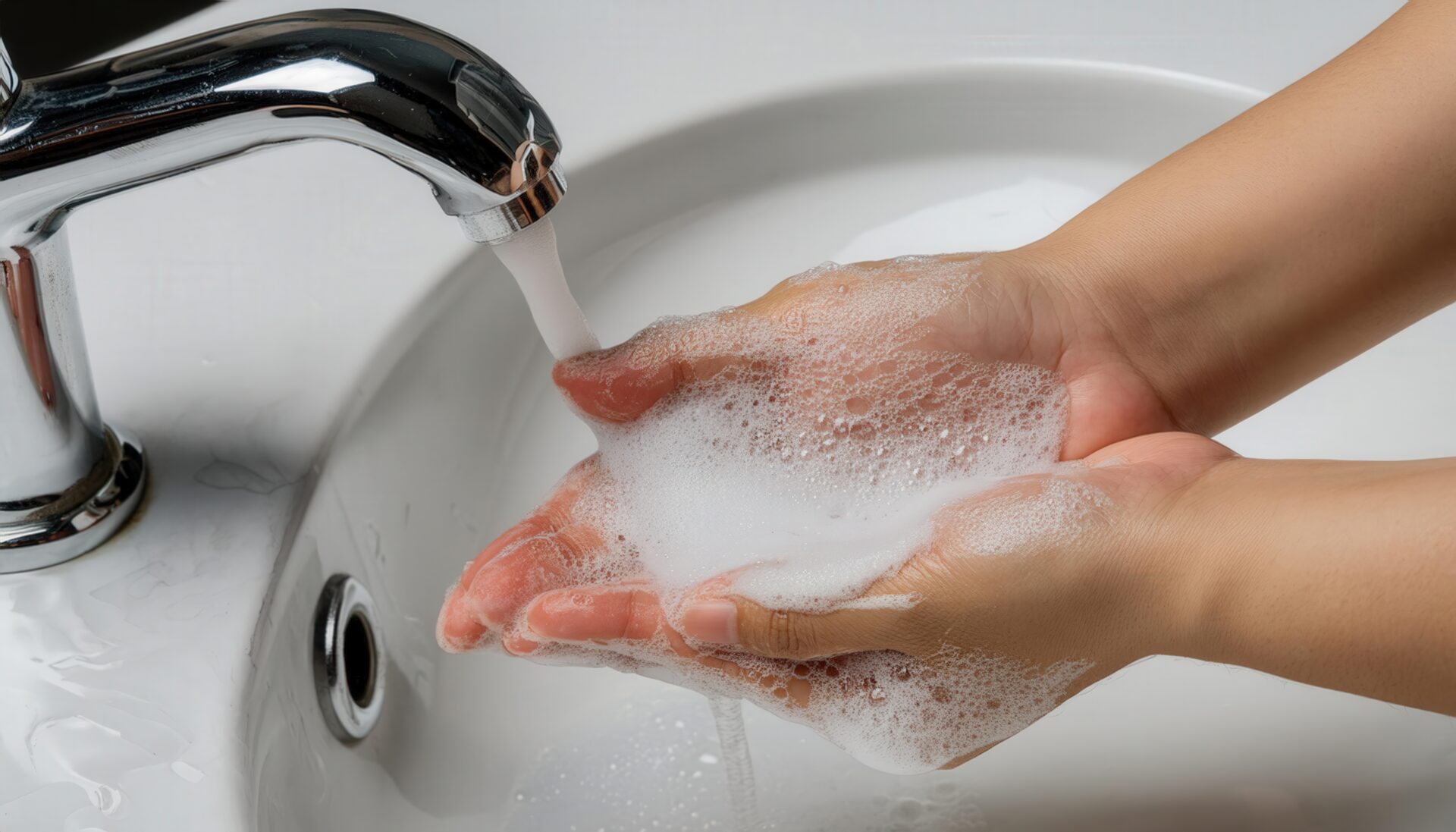 泡立てた石鹸で手を洗う7