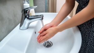 泡立てた石鹸で手を洗う8