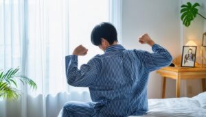 朝早起きしている男性
