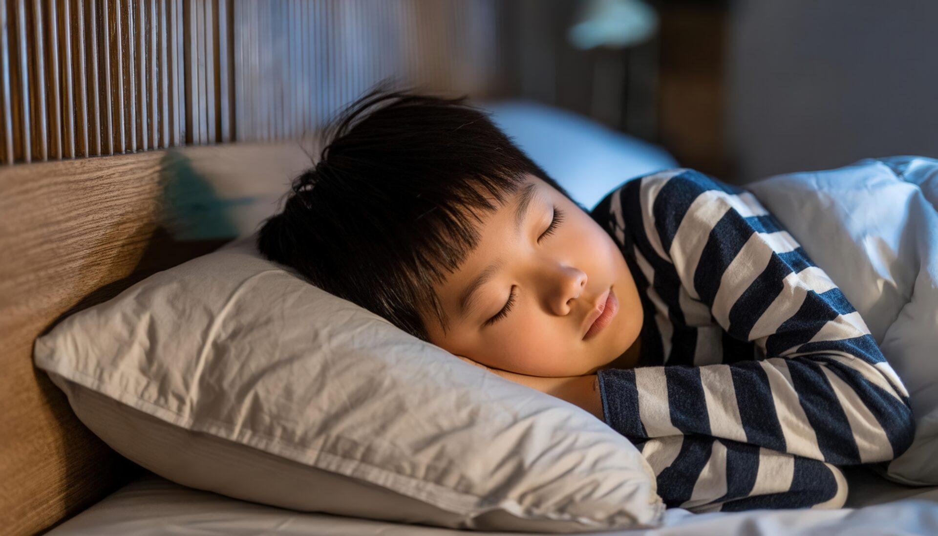 夜、安眠する子供