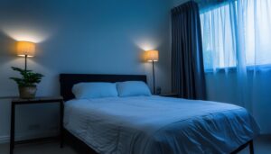 暗い部屋のベッド