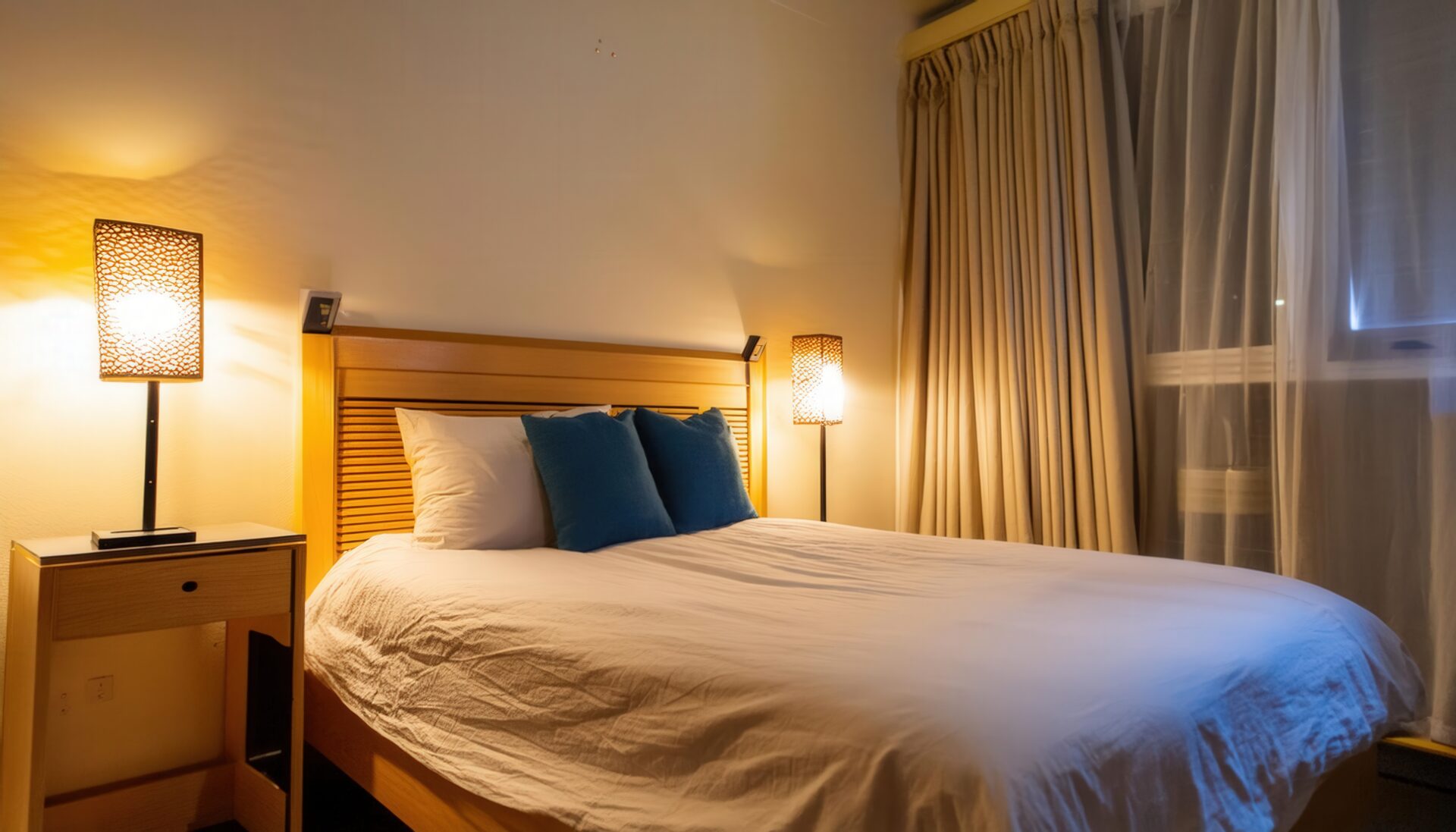 落ち着いたデザインの寝室