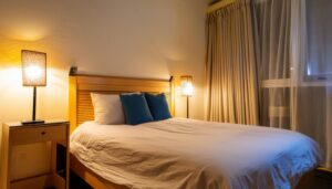 落ち着いたデザインの寝室