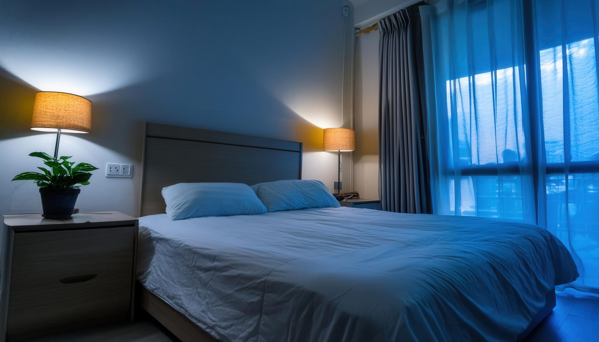 モダンで落ち着いた寝室