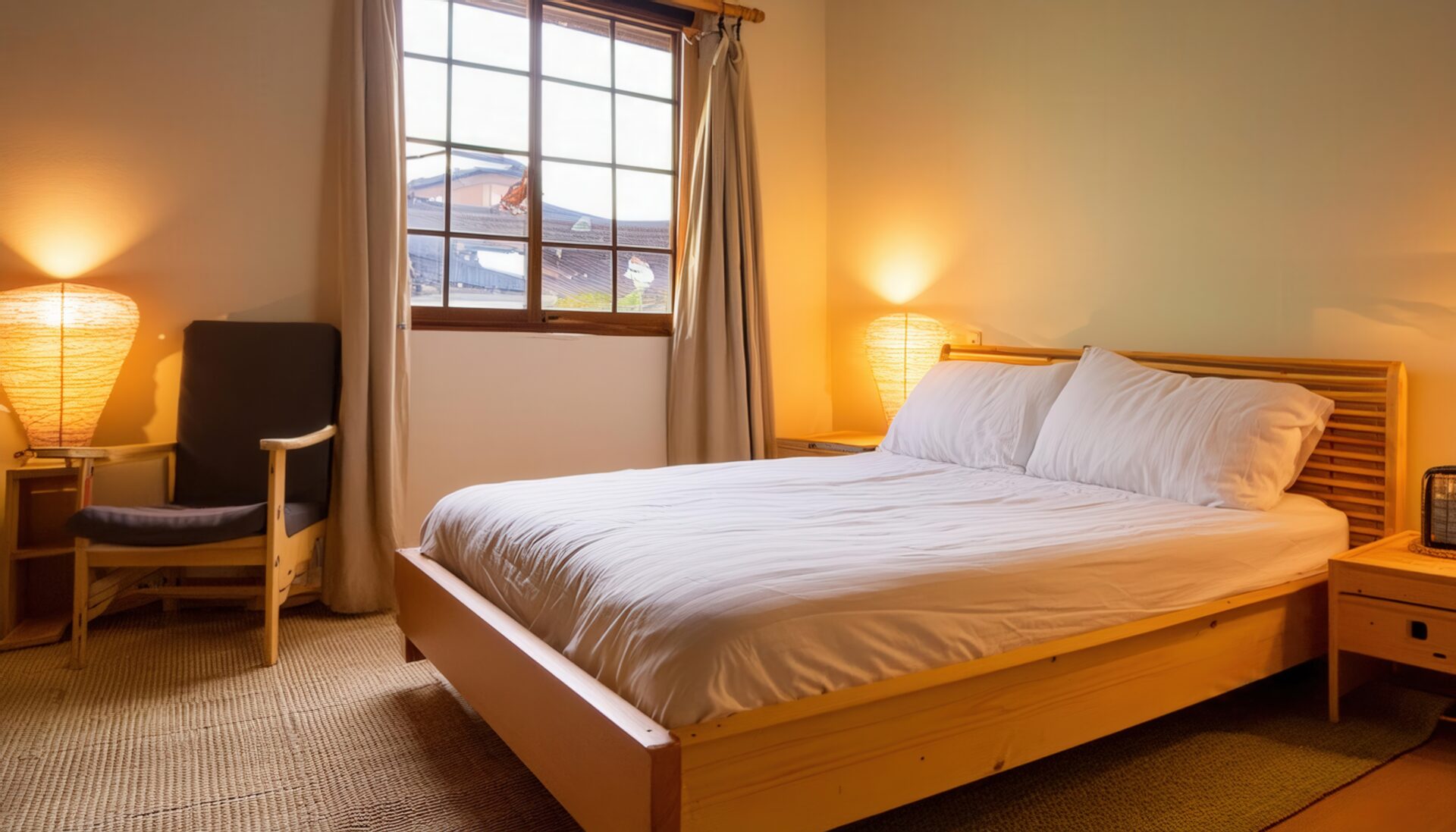 木の温もりを感じる寝室