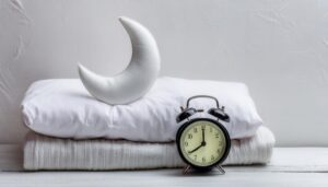 柔らかなデザインの月と時計の小物