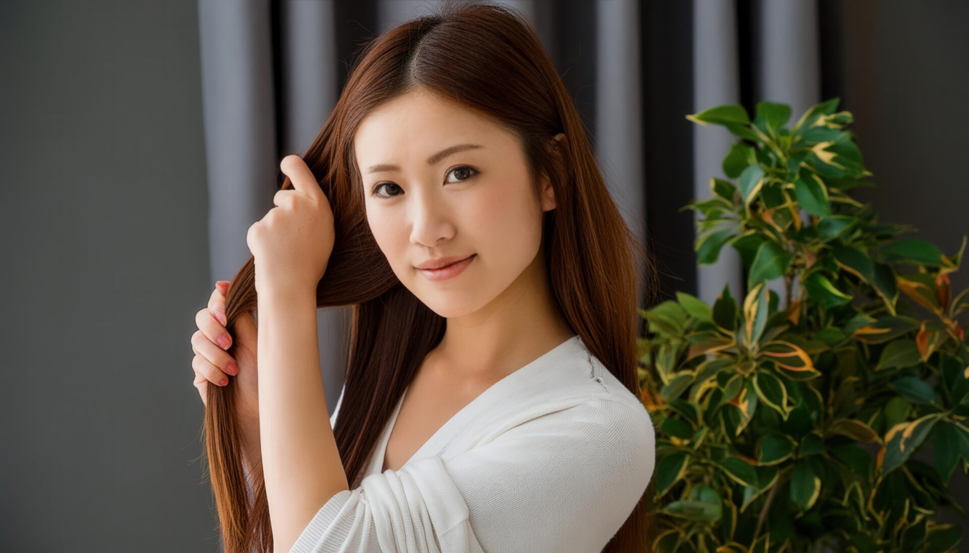 髪を整える女性1