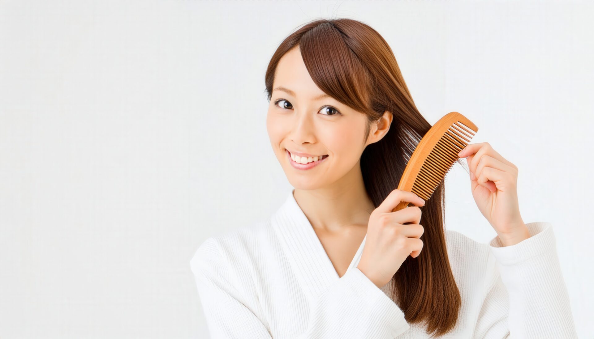 櫛で髪をとかす女性1