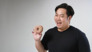 ドーナツを持つ男性1