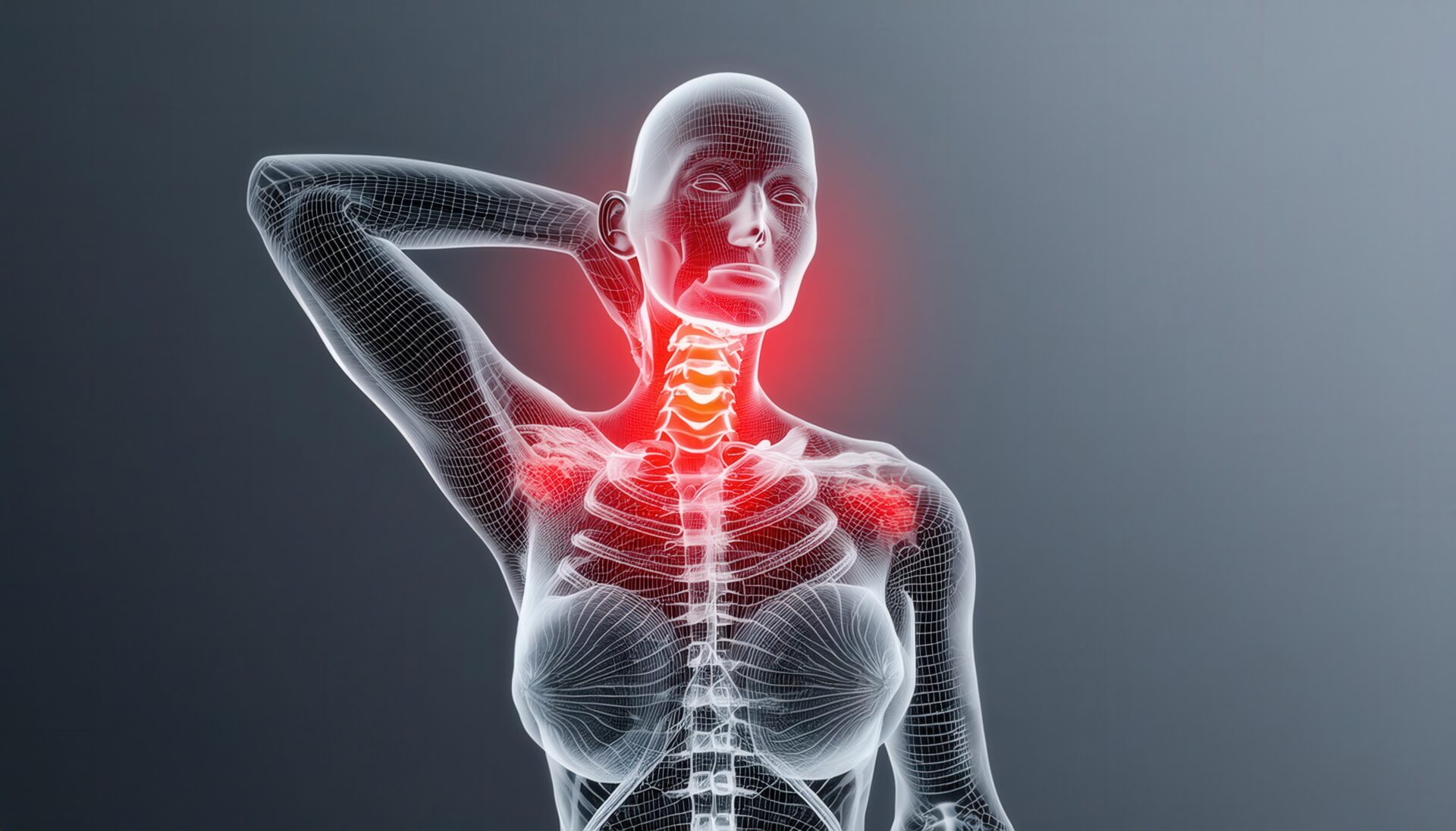 首の痛みを示す解剖学モデル2