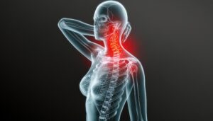 首の痛みを示す解剖学モデル3