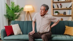 腰痛に苦しむ高齢男性