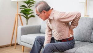 腰痛に苦しむ高齢男性