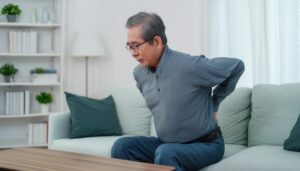 腰痛に苦しむ高齢男性