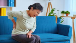 腰痛に苦しむ高齢女性