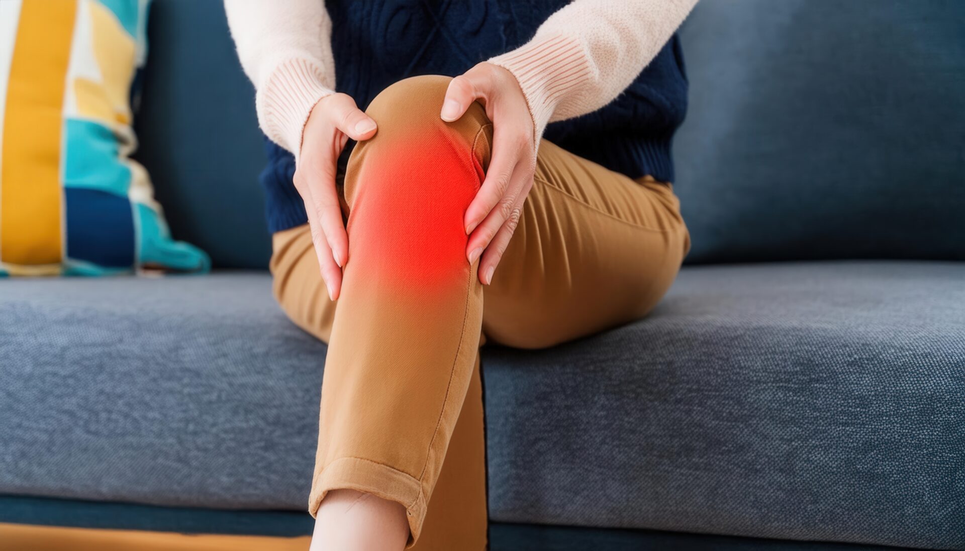 膝の痛みを抱える女性