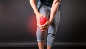 暗い背景で膝を抱える男性