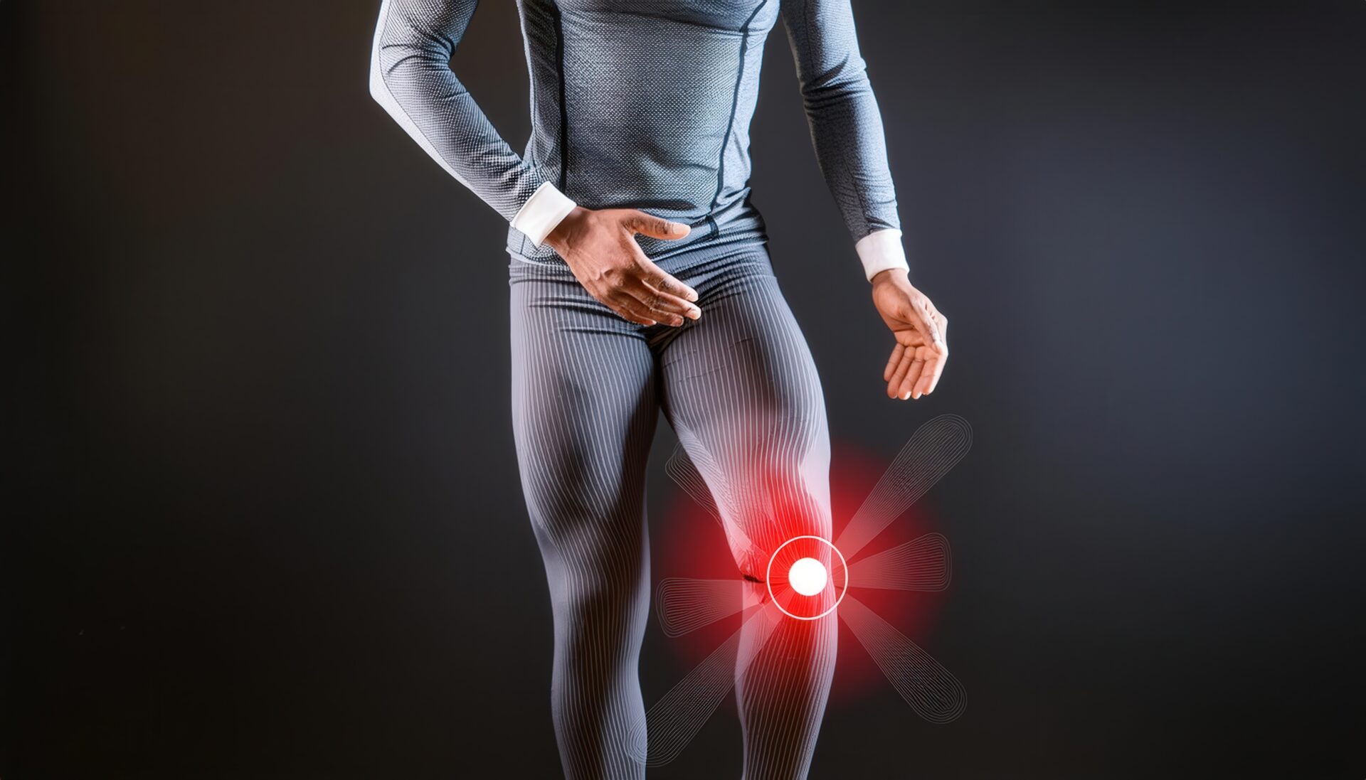 膝を抱えるアスリート