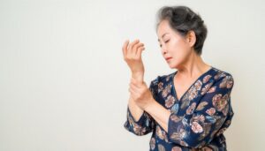 手首の痛みを感じる女性